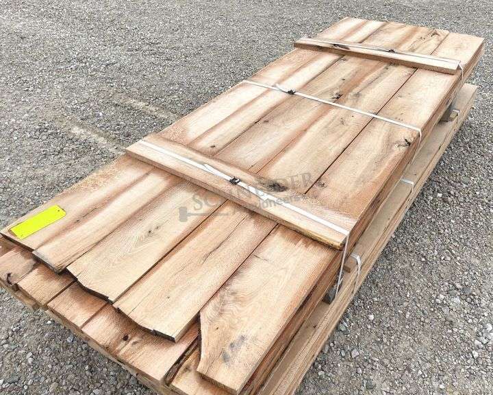 Group of rough sawn 1" thick white oak lumber up to 9' long