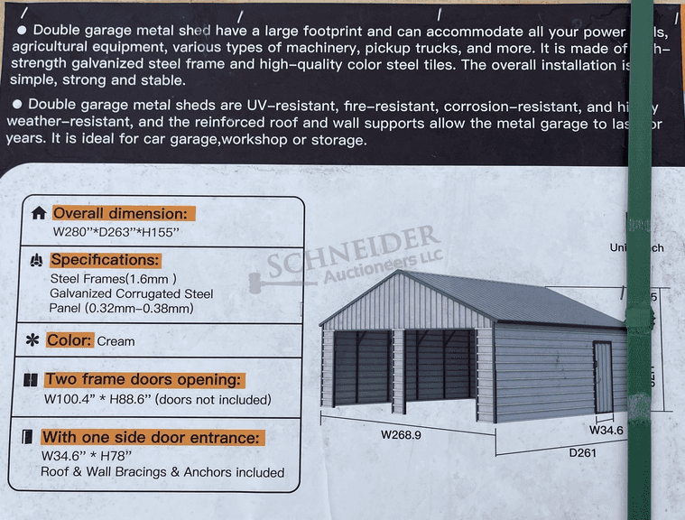 Unused 23' x 22' enclosed carport shed