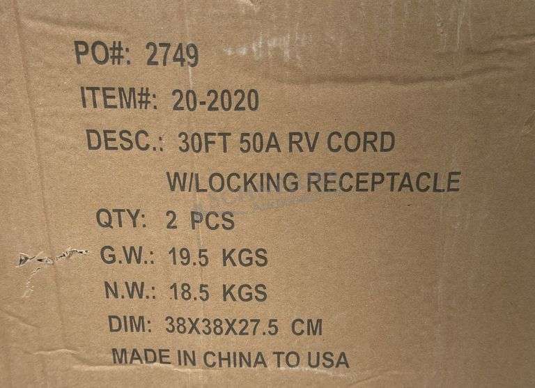 2- unused 30' 50 amp RV power cords