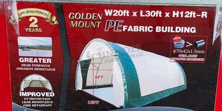 Unused 20'x30'x12' portable hoop shelter