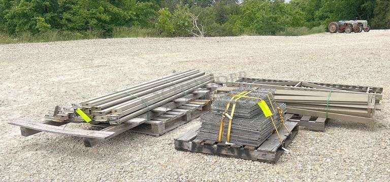 5- 17"x72" light duty pallet rack frames w/ 35 crossmembers & mesh shelves