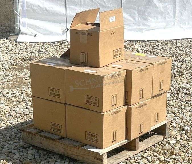 13- cases of white spray paint