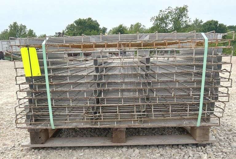 Group of 43"x57" mesh pallet rack shelving