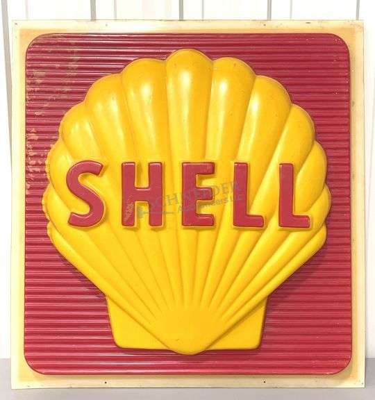 Shell 37"x35.5" plastic sign dated 1973, proceeds donated to the Hermann FFA