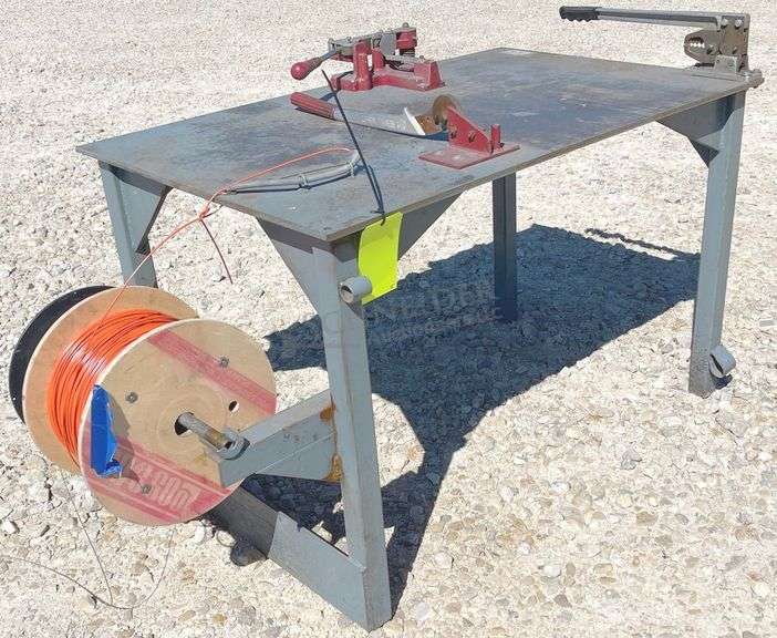 30"x4' steel work table w/ cutters & crimpers