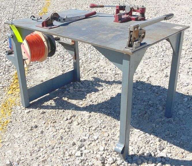 30"x4' steel work table w/ cutters & crimpers