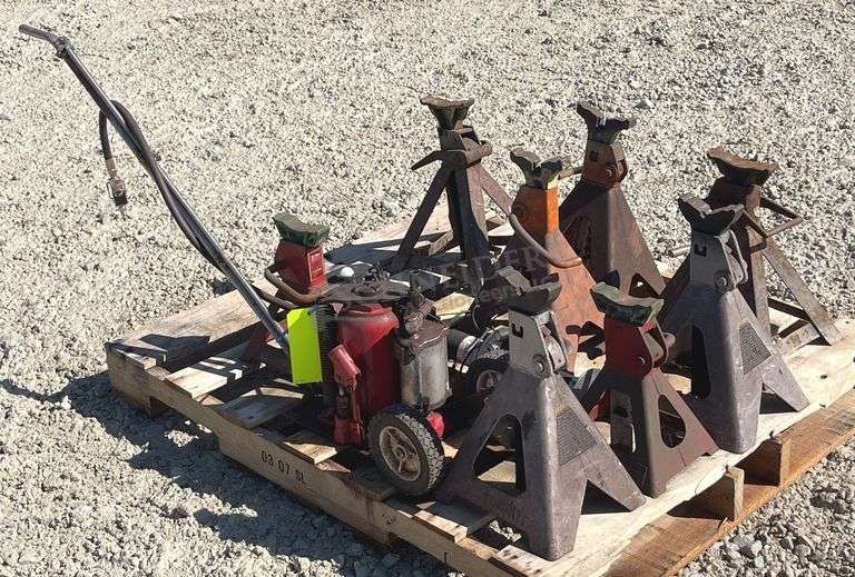 Group of jack stands and jacks