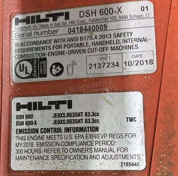 Hilti DSH600-X concrete saw