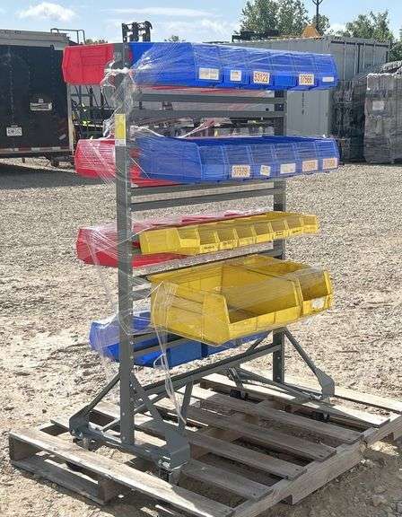 3' wide rolling rack w/ organizer bins