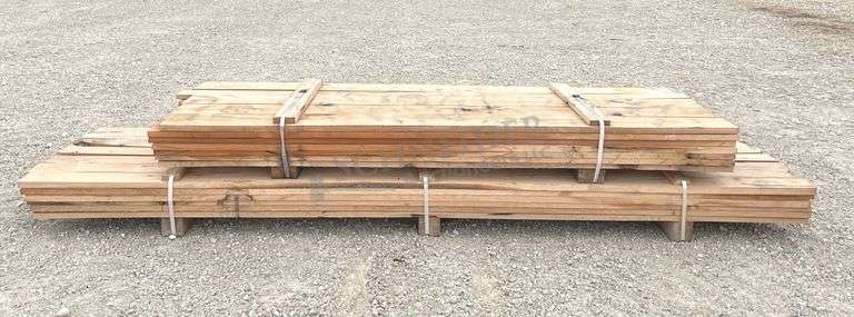 Group of rough sawn 1" thick red oak lumber up to 12.5' long