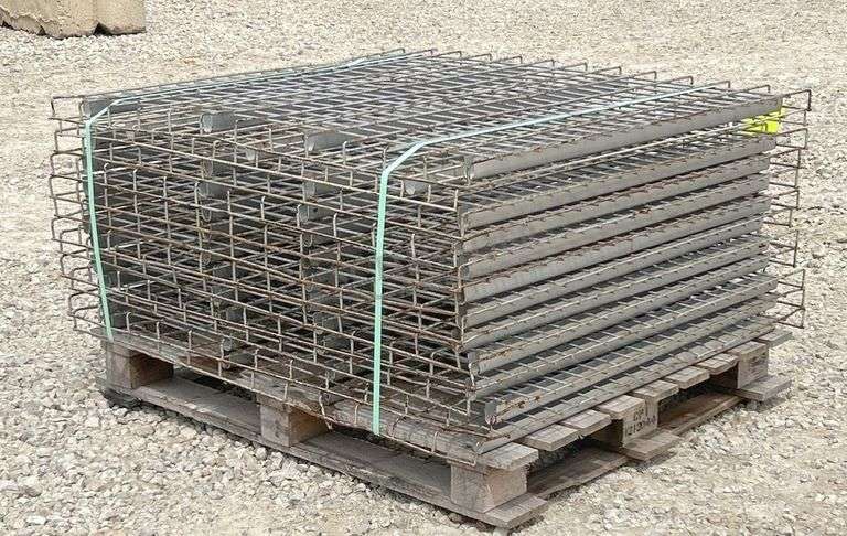Group of 43"x57" mesh pallet rack shelving