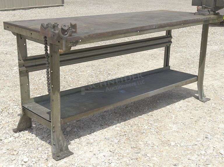 29"x6' steel work table w/ vise & pipe vise