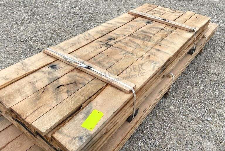 Group of rough sawn 1" thick red oak lumber up to 12.5' long