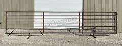 Unused 24' freestanding corral panel w/ 8' gate on 1 end