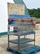 3'x2' steel work table w/ shelves & 2 organizer bins