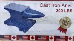 Unused 200 lb. cast iron anvil