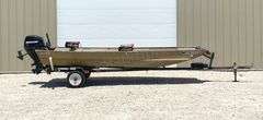 1989 Landau 16' aluminum jon boat w/ motor & trailer