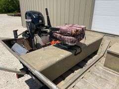 1989 Landau 16' aluminum jon boat w/ motor & trailer