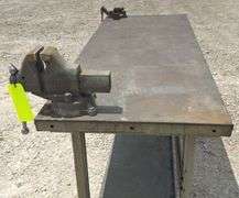 29"x6' steel work table w/ vise & pipe vise