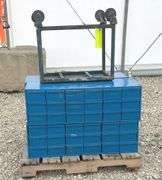 4- 34" wide steel bolt bins w/ hardware & small cart