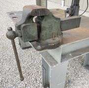 4'x5' steel welding table w/ vise, drill press & arbor press