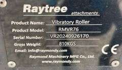 Raytree 76" skid steer vibratory roller