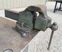 4'x5' steel welding table w/ vise, drill press & arbor press