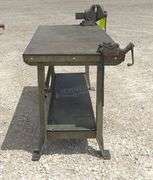 29"x6' steel work table w/ vise & pipe vise