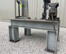 4'x5' steel welding table w/ vise, drill press & arbor press