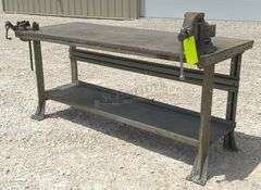 29"x6' steel work table w/ vise & pipe vise