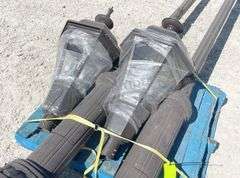 2- cast aluminum decorative lamp posts w/ light fixtures