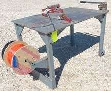 30"x4' steel work table w/ cutters & crimpers