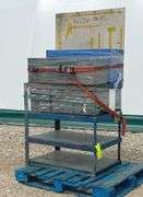 3'x2' steel work table w/ shelves & 2 organizer bins