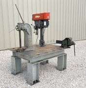 4'x5' steel welding table w/ vise, drill press & arbor press