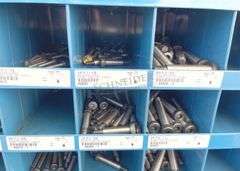Durham 35" wide steel bolt bins w/ hardware