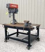 44"x62" welding table w/ vise & drill press