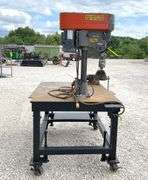 44"x62" welding table w/ vise & drill press