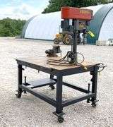 44"x62" welding table w/ vise & drill press