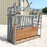 Rebuilt cattle squeeze chute w/ head catch gate