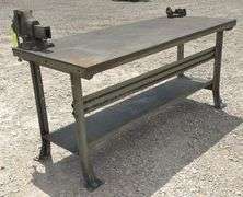 29"x6' steel work table w/ vise & pipe vise