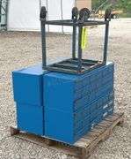 4- 34" wide steel bolt bins w/ hardware & small cart