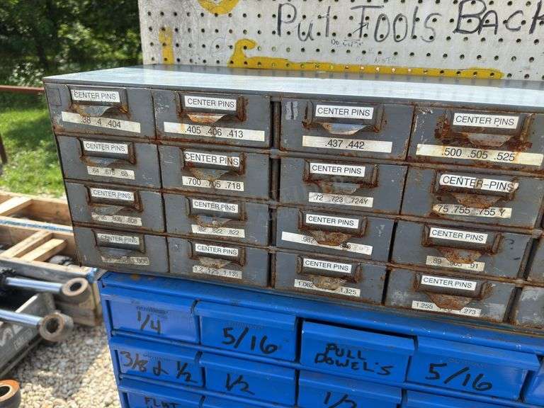 3'x2' steel work table w/ shelves & 2 organizer bins