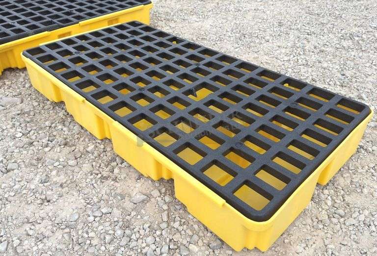 2 Eagle poly spill containment platforms, 1 has a crack