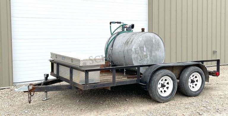 2013 12' homemade utility trailer w/ fuel tank & toolbox