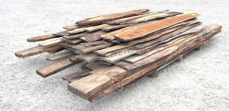 Group of rough sawn lumber, some live edge up to 12' long