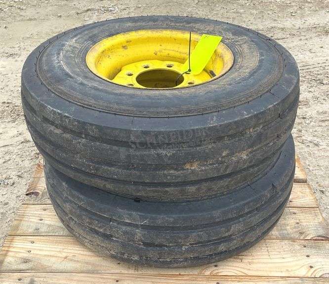 Pair of 16" 16-ply tires on 8-lug JD rims