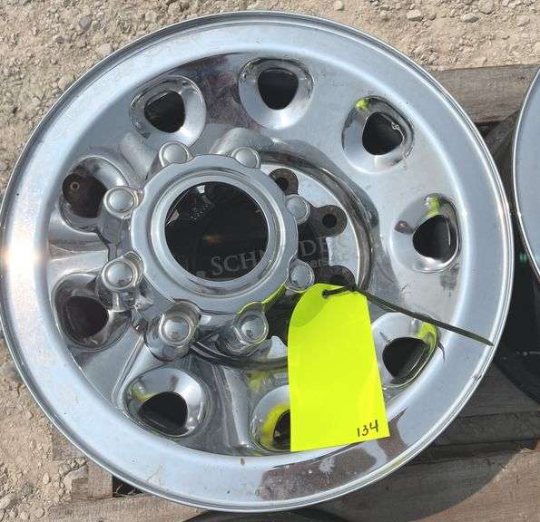 4- Ford chrome clad 16"x7" 8-lug rims w/ center caps