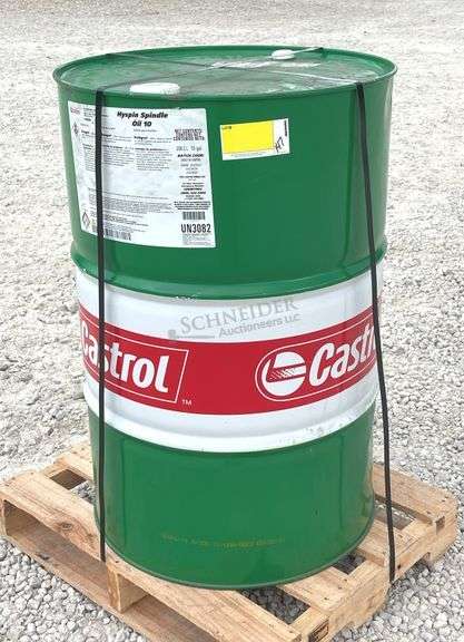 Unused 55 gallon drum of Castrol Hyspin spindle oil