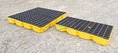 2 Eagle poly spill containment platforms, 1 has a crack