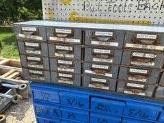 3'x2' steel work table w/ shelves & 2 organizer bins